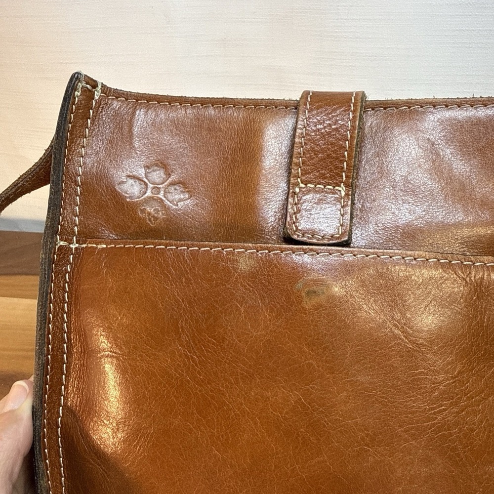 Patricia Nash Venezia Crossbody Bag Cognac Brown Messenger Purse Genuine Leather - Picture 4 of 10